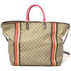 Gucci Weekender leather Monogram Neon bag pink GG trim Tote Rainbow